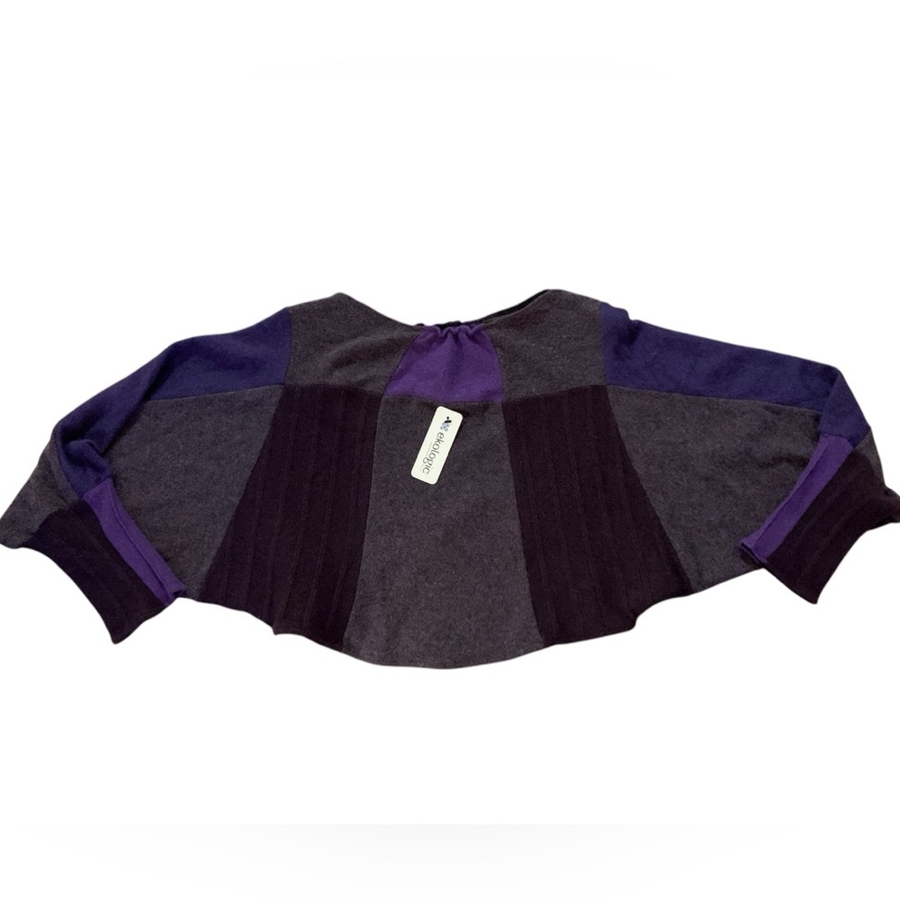 EKOLOGIC recycled 100% purple cashmere butterfly cropped batwing sweater size S